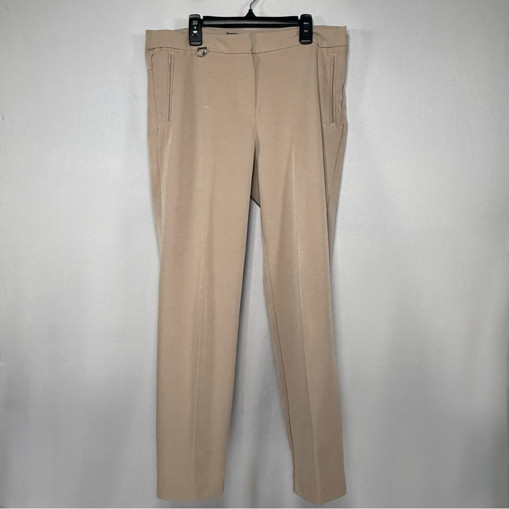 Straight Leg Ankle Adrianna Papell Tan Stretch Slacks Size 8 - Picture 2 of 8